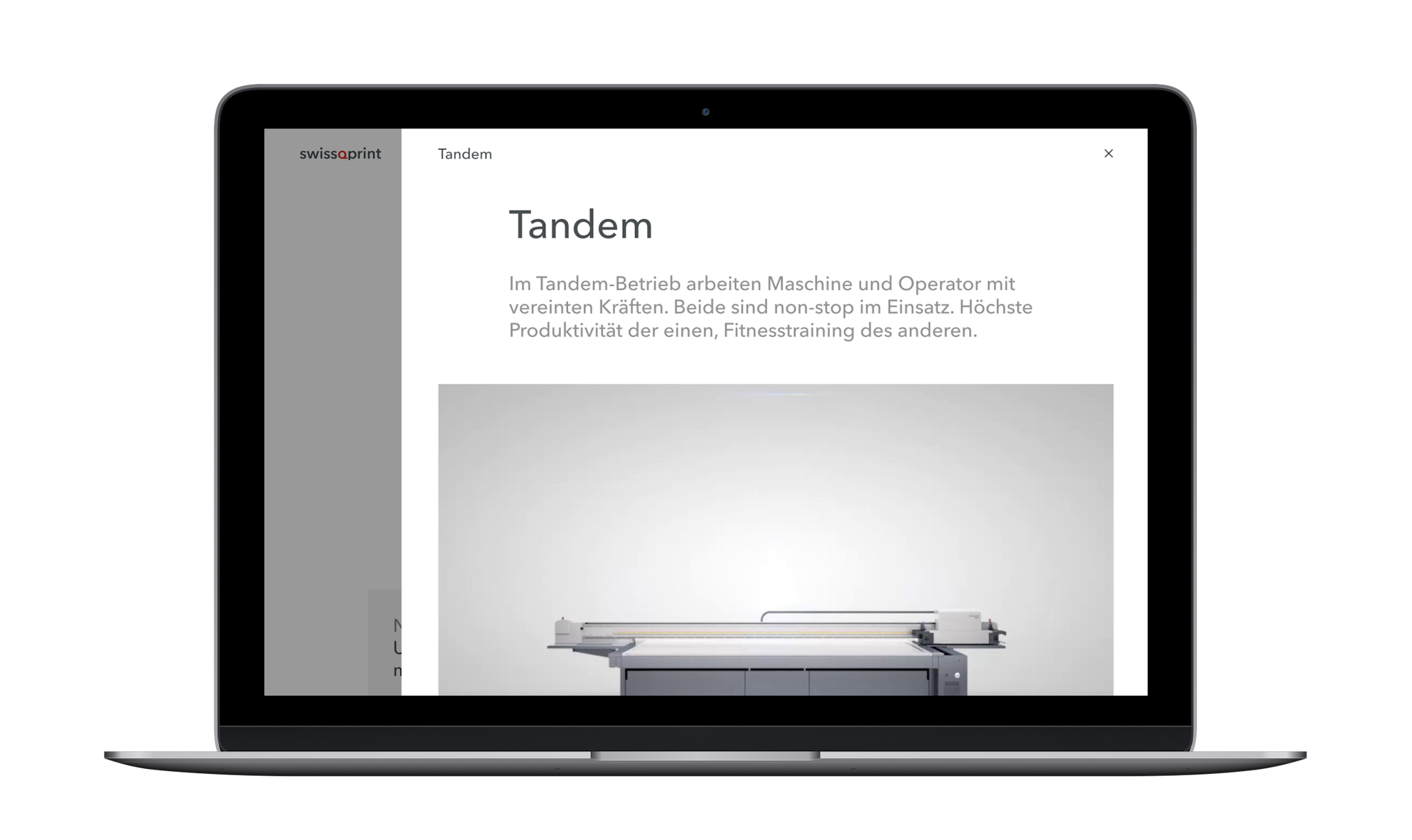 swissQprint Website - Drucker Tandem Overlay © Zeughaus Design