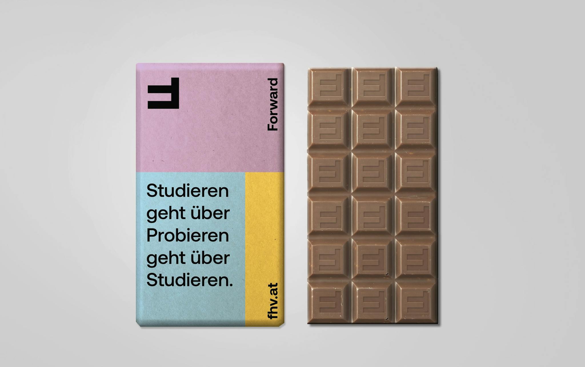 FHV Branding 2021: Fokoladetafel - Probieren geht über studieren © Zeughaus Design