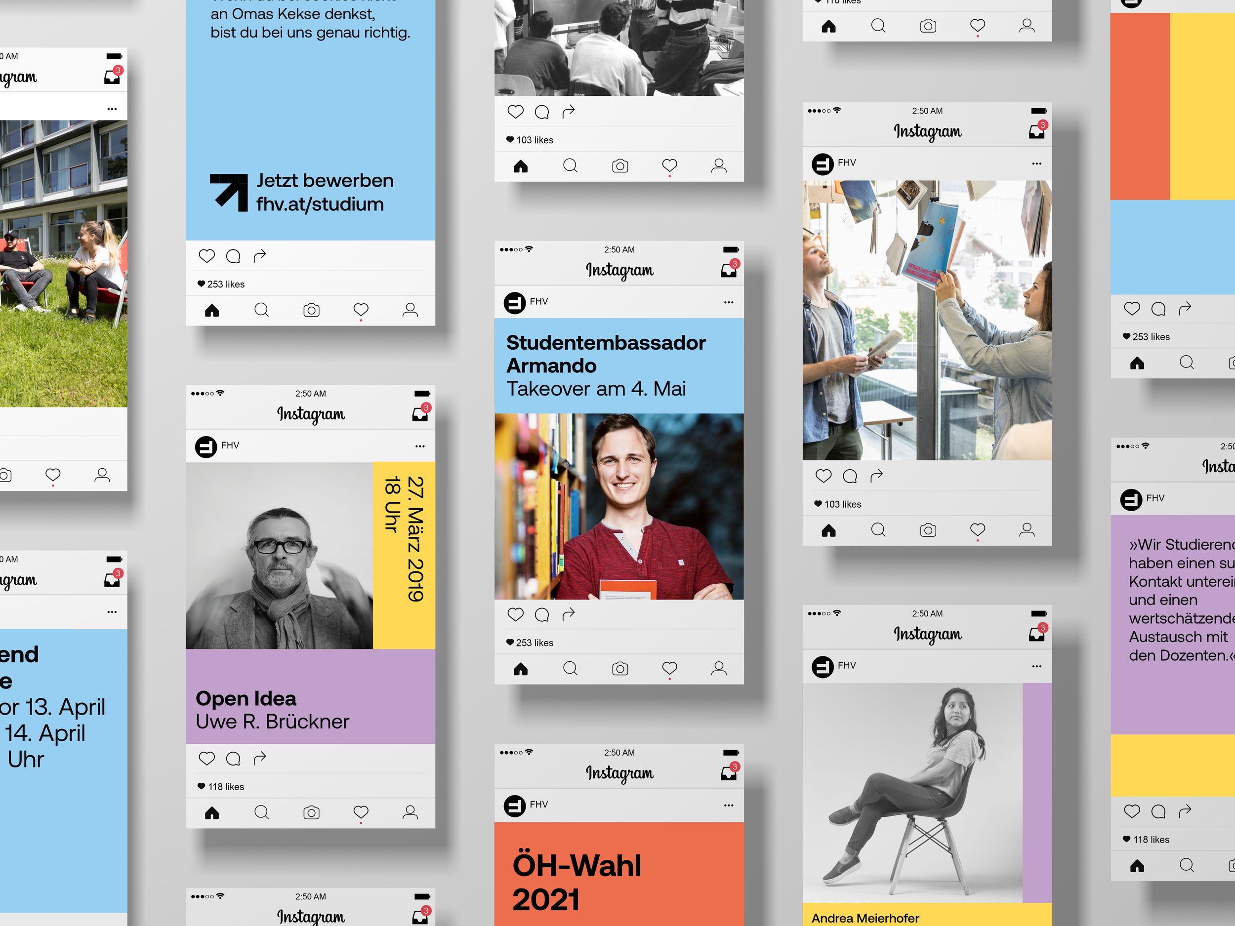 FHV Branding 2021: Instagram Screens Mockup © Zeughaus Design