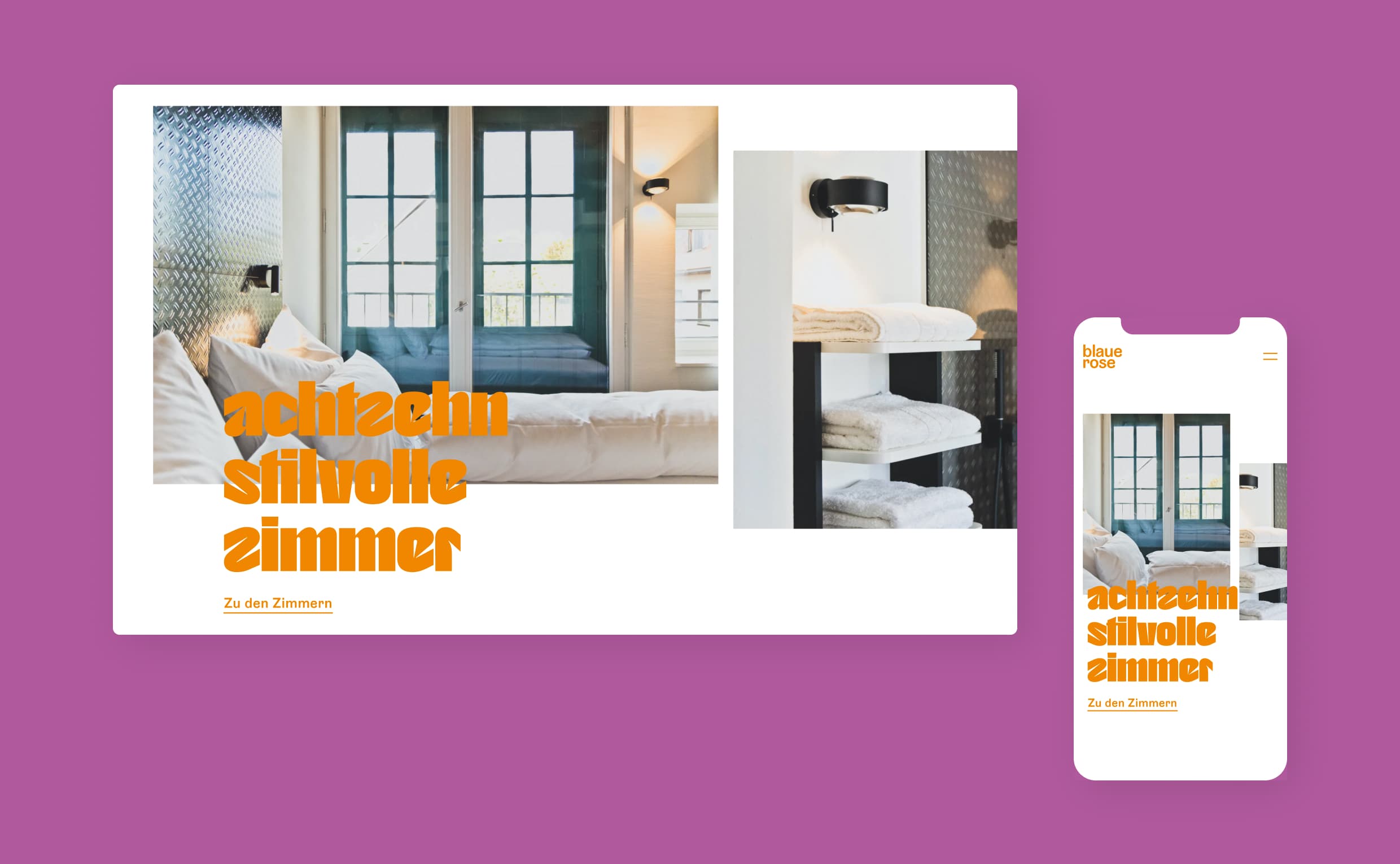 blaue rose Hotel Website, Zeughaus Design 
