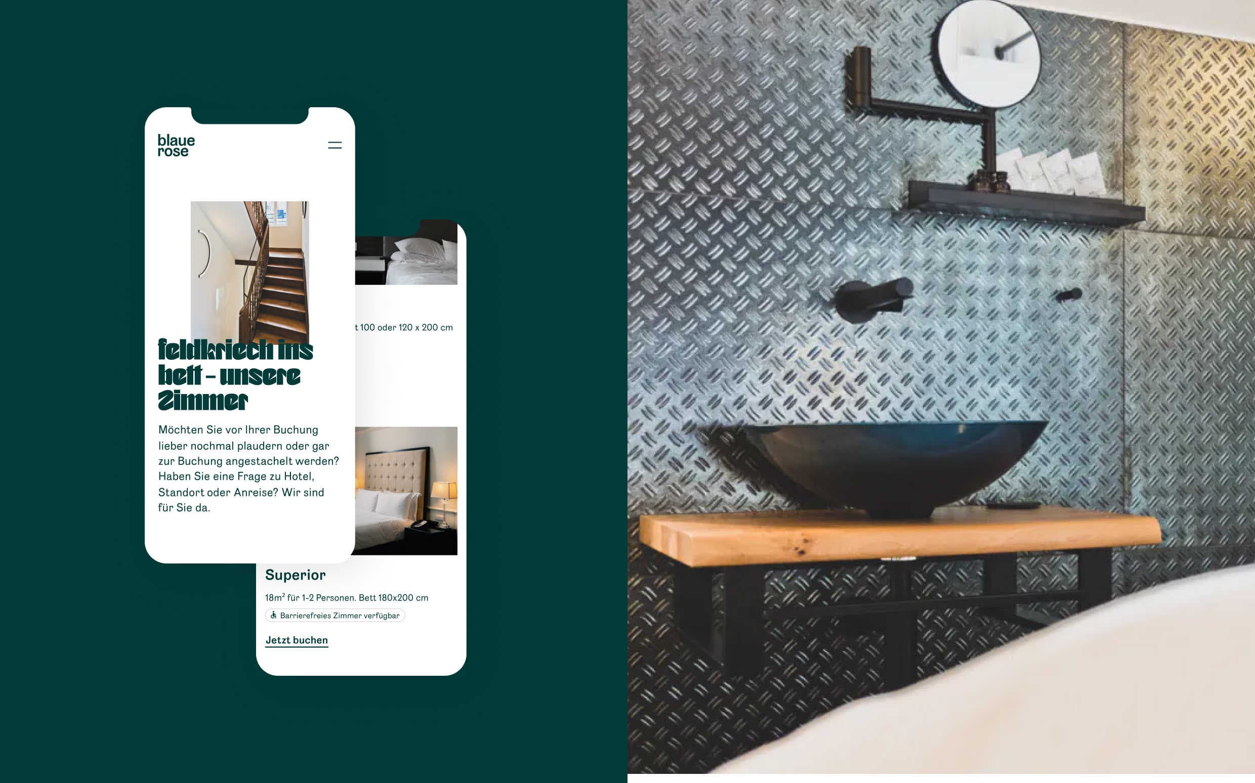 blaue rose Hotel Website, Zeughaus Design 