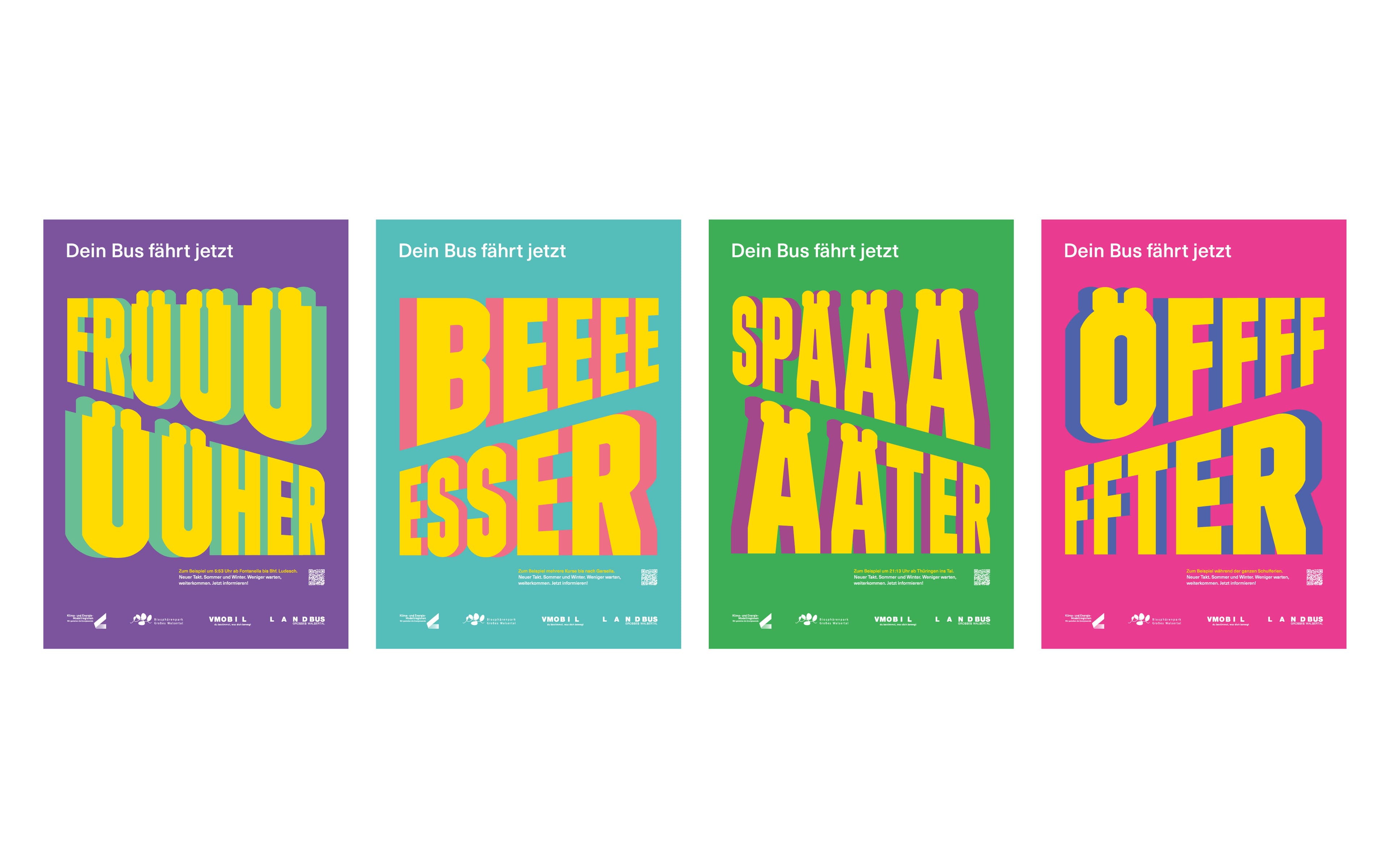 Walsertal ÖPNV Kampagne · Alle vier Sujets