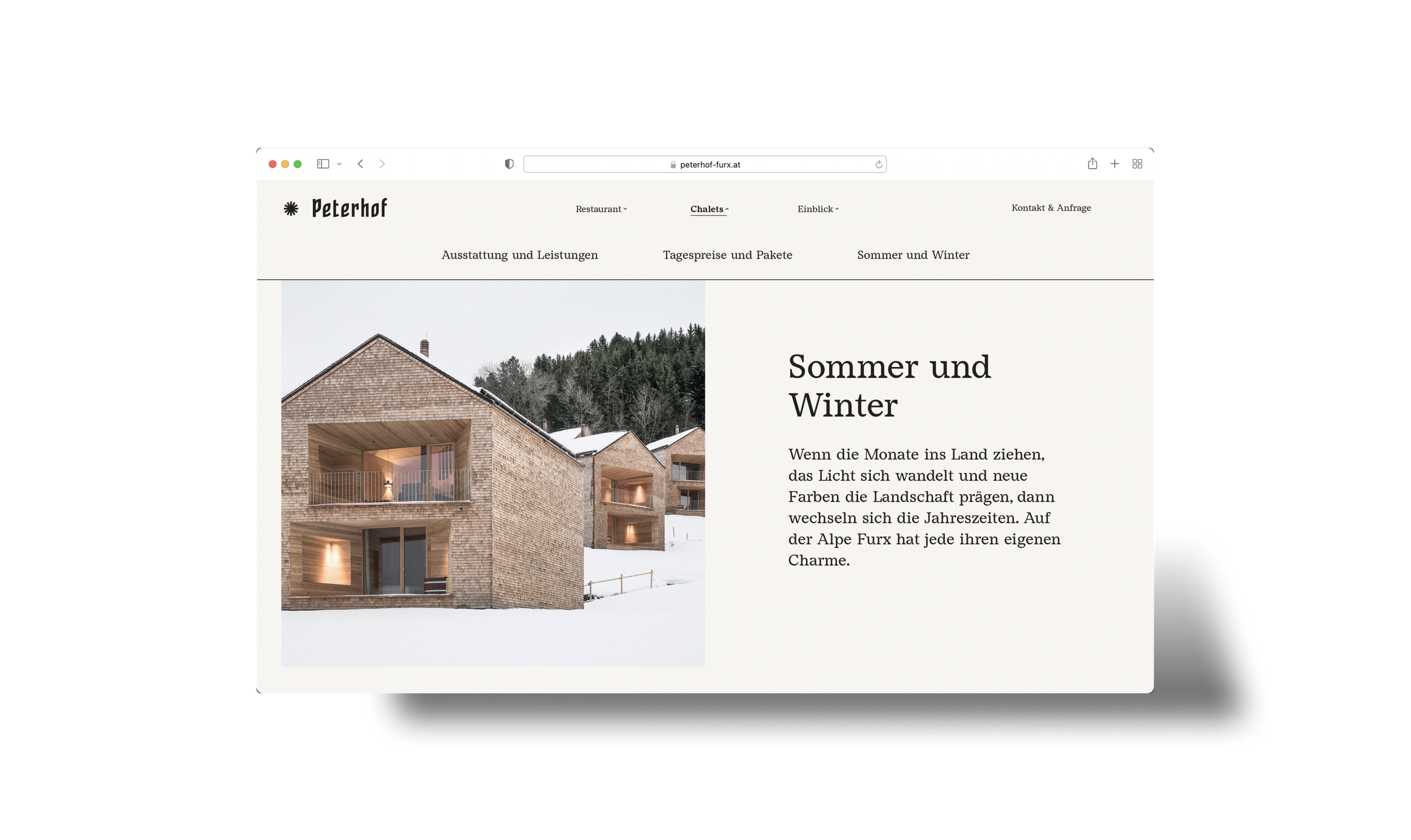 Peterhof Website Ansichten: Sommer und Winter © Zeughaus Design