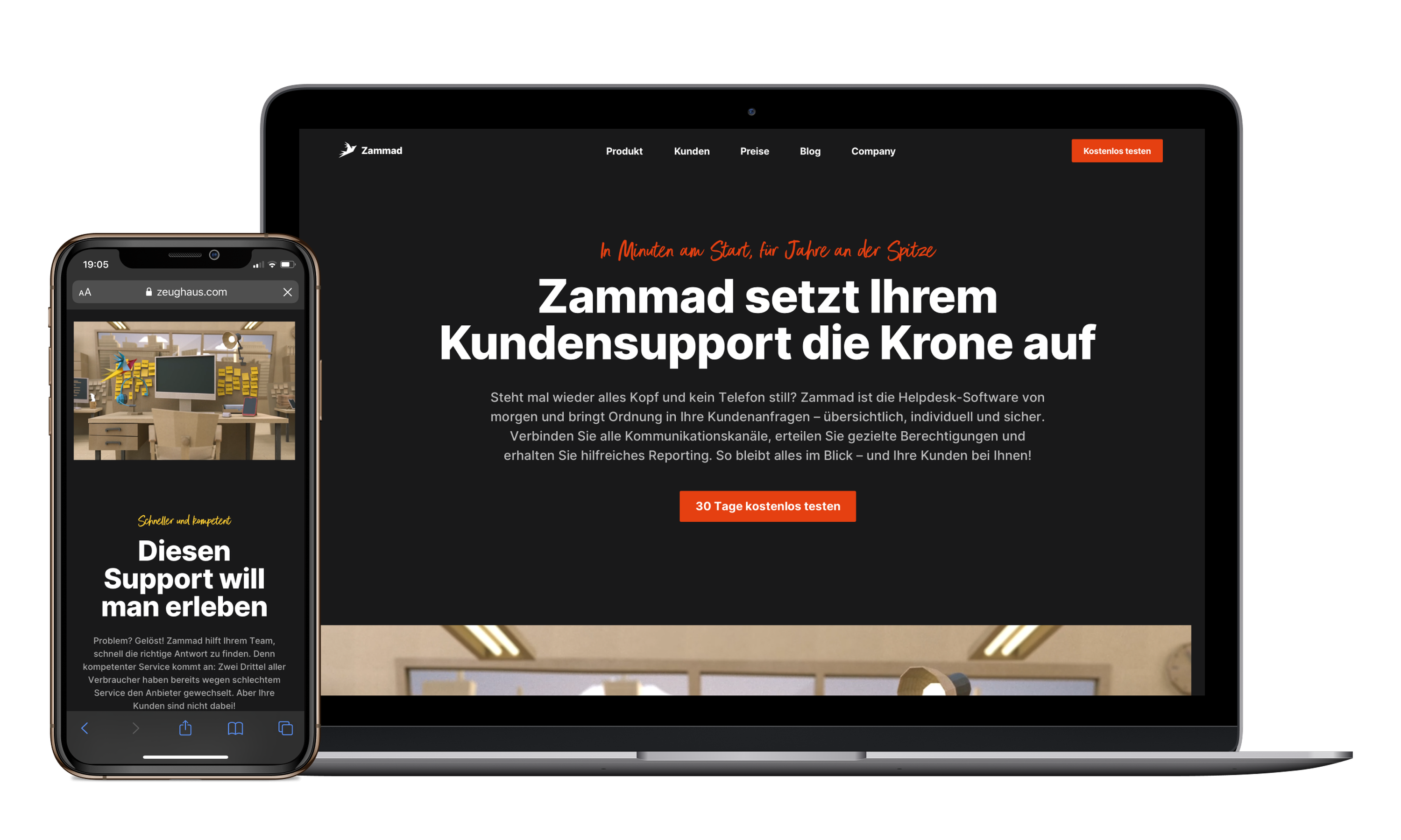Zammad Website Relaunch - Home © Zeughaus Design GmbH