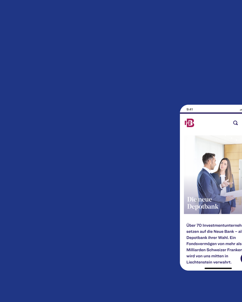 Neue Bank Rebranding: Website Mobile Screens © Zeughaus Design