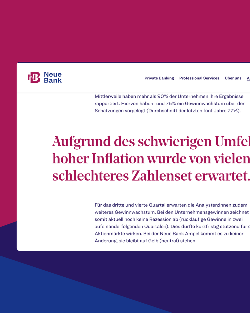 Neue Bank Rebranding: Content  © Zeughaus Design