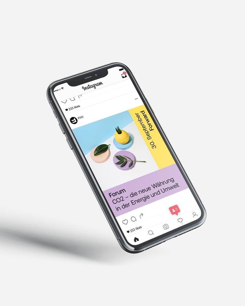 FHV Branding 2021: Instagram Phone Mockup © Zeughaus Design